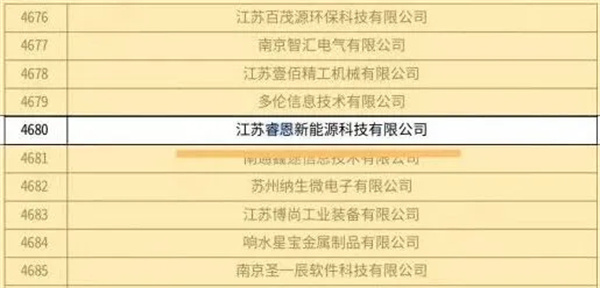 睿恩新能源成功通过2025年江苏省第二批高新技术企业认定 睿恩新能源成功通过2025年江苏省第二批高新技术企业认定